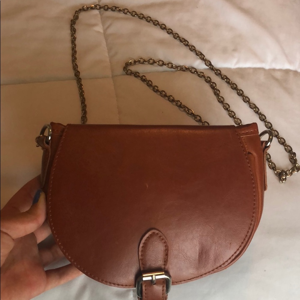 Brown faux leather cross body